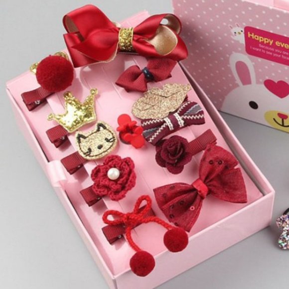 Charlize Kids Hair Accessories Gift Set Wine Red - Picture 2 of 3